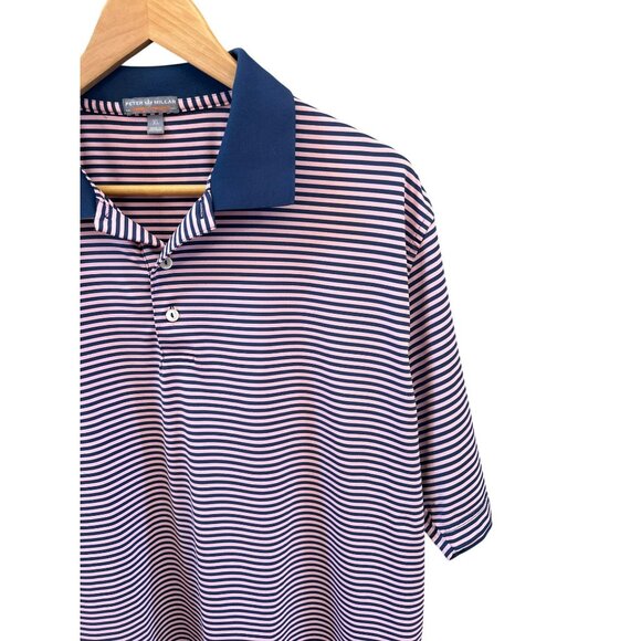 Peter Millar Summer Comfort Pink Blue Short Sleeve Performance Polo XL Golf - Picture 3 of 6